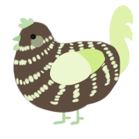 A bark and apple chicken with a bar pattern