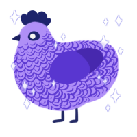 A lilac and indigo chicken with a double-lace pattern
