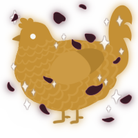 A gold chicken with a lace pattern