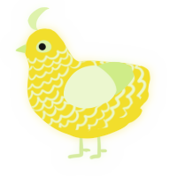 A yellow and apple chicken with a lace pattern