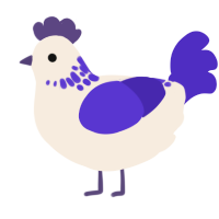 A cream and indigo chicken with a neck-speckle pattern