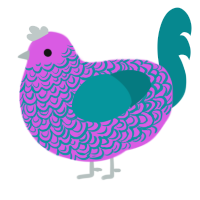 A orchid and teal chicken with a double-lace pattern