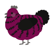 A wine and black chicken with a bar pattern