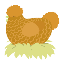 A ochre and orange chicken with a lace pattern