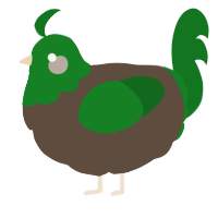 A bark and leaf chicken with a head pattern