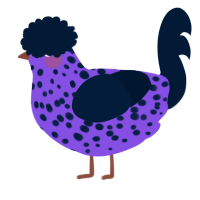 A blurple and tumblr chicken with a speckle pattern