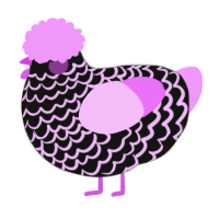 A black and lavender chicken with a lace pattern