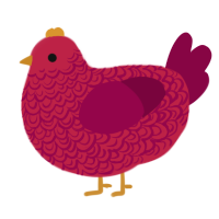 A crimson and maroon chicken with a double-lace pattern