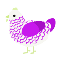A white and amethyst chicken with a lace pattern