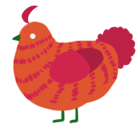 A vermilion and crimson chicken with a bar pattern