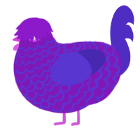 A violet and indigo chicken with a lace pattern