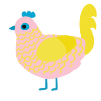 A rose and yellow chicken with a lace pattern