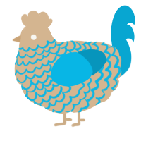 A beige and cerulean chicken with a lace pattern