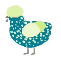 A sea and apple chicken with a speckle pattern