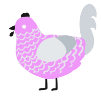 A lavender and mist chicken with a lace pattern