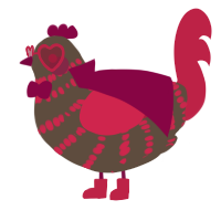 A bark and crimson chicken with a bar pattern