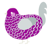 A plum and silver chicken with a lace pattern
