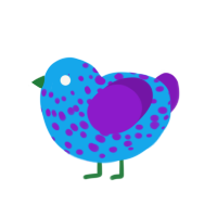 Sour Candy, a sky and violet chicken with a speckle pattern