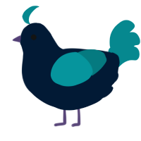 A tumblr and teal chicken