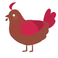 A russet and crimson chicken with a half-lace pattern