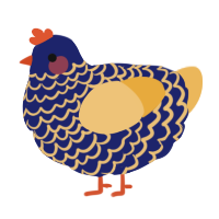 A navy and honey chicken with a lace pattern