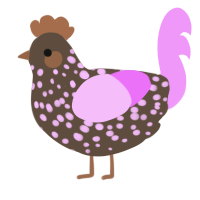 A bark and lavender chicken with a speckle pattern