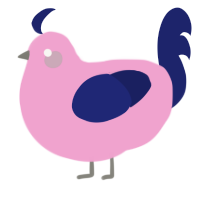 A pink and navy chicken