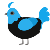 A black and sky chicken with a head pattern
