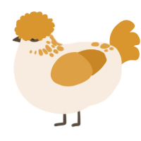 A cream and orange chicken with a neck-speckle pattern