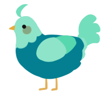 A sea and mint chicken with a head pattern