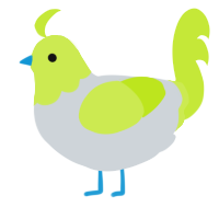 A mist and lime chicken with a head pattern