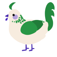 A cream and viridian chicken with a neck-speckle pattern