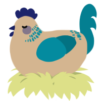 A beige and sea chicken with a neck-band pattern