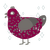 Zazel, a maroon and grey chicken with a speckle pattern