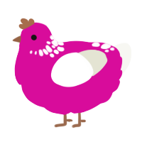 A fuchsia and white chicken with a neck-speckle pattern