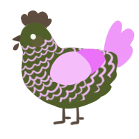 Olivier, a olive and lavender chicken with a lace pattern