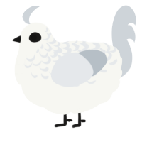 A white and mist chicken with a half-lace pattern