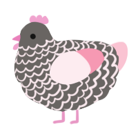 A grey and rose chicken with a lace pattern