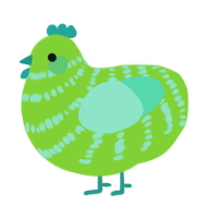 A grass and mint chicken with a bar pattern