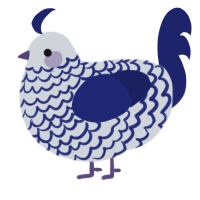A mist and navy chicken with a lace pattern