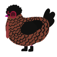 A russet and black chicken with a lace pattern