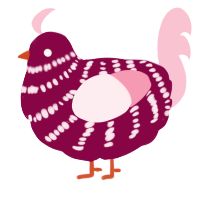 A maroon and rose chicken with a bar pattern
