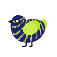 Glowfish, a navy and lime chicken with a bar pattern