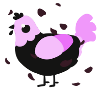 A black and lavender chicken with a head pattern