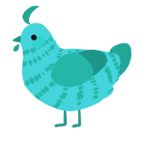 A aqua and turquoise chicken with a bar pattern