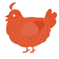 A vermilion chicken with a lace pattern