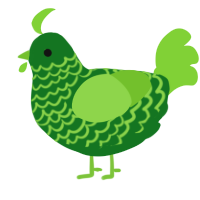 A leaf and grass chicken with a lace pattern