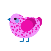 Wonderland, a lavender and fuchsia chicken with a speckle pattern