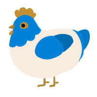 A cream and sapphire chicken with a head pattern