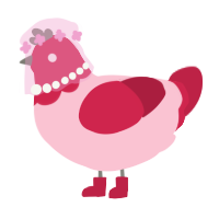 A rose and crimson chicken with a head pattern